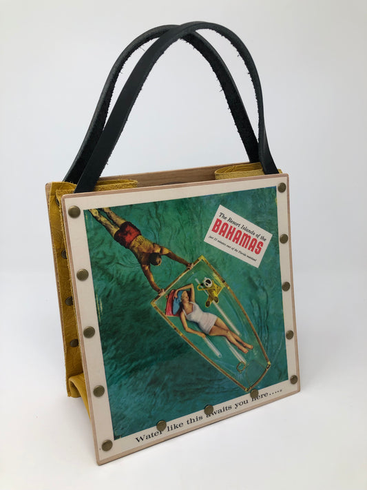 Vintage Graphics Handbag - Beach Vibes Bahamas Ad from Sunset 1961