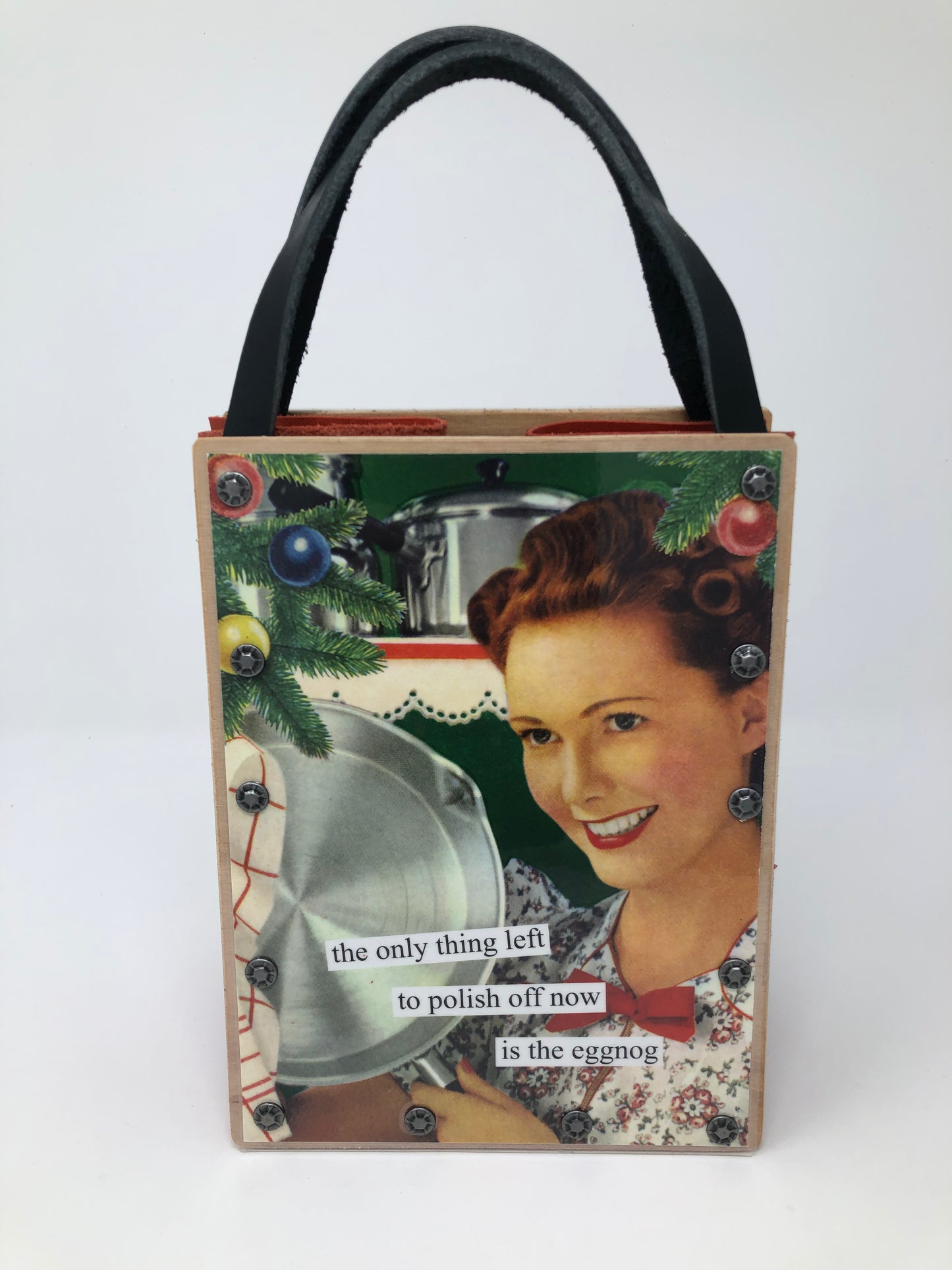 Vintage Modern Woman Handbag-Polish off the Eggnog!