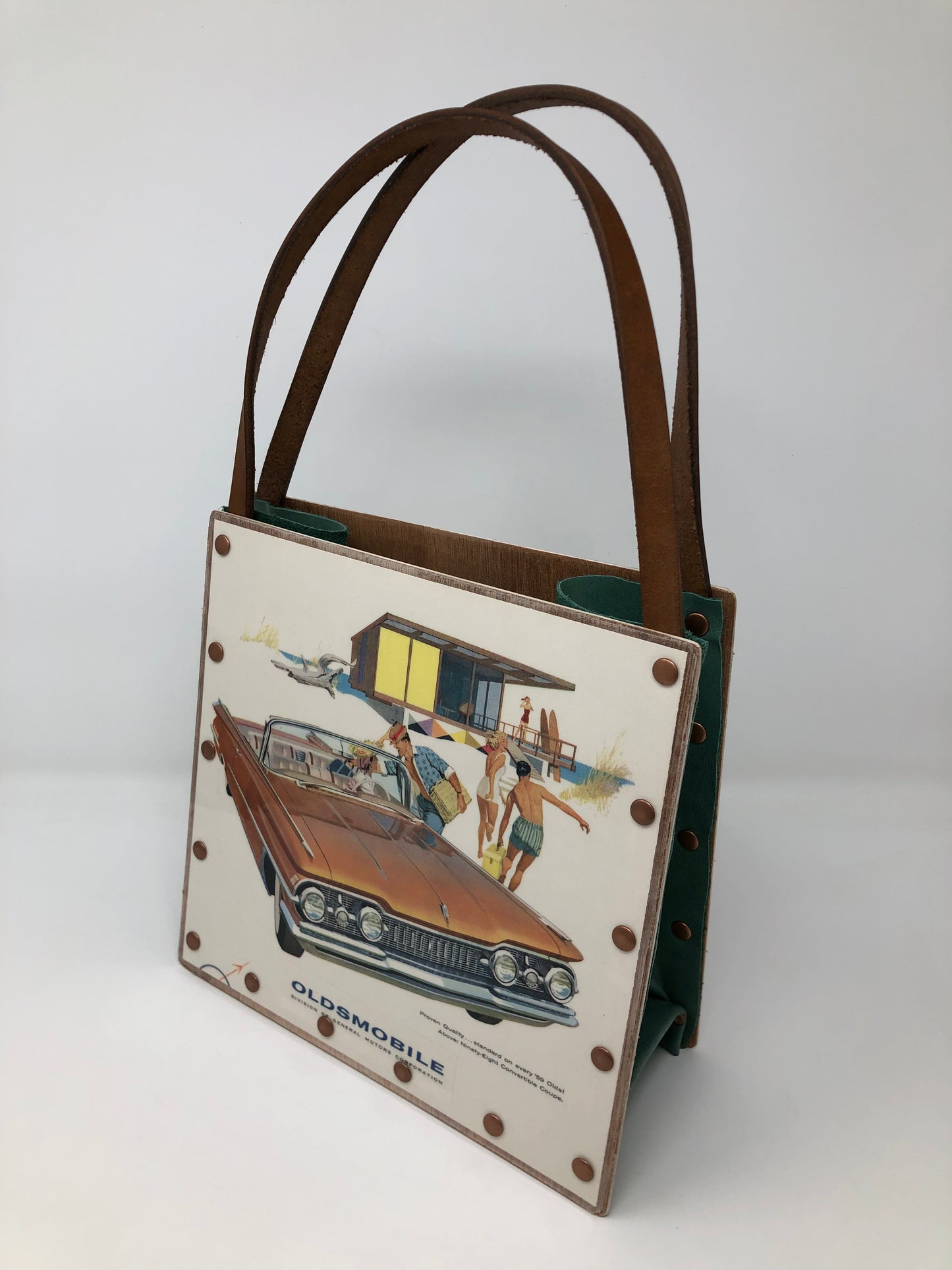 Vintage Graphics Handbag - Beach Vibes Ray Ban and Oldsmobile Ads from Vogue 1959