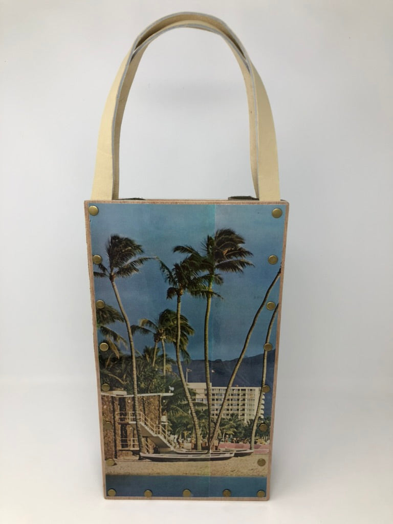 KB Vintage Wine Tote - Beach Vibes Waikiki 1960