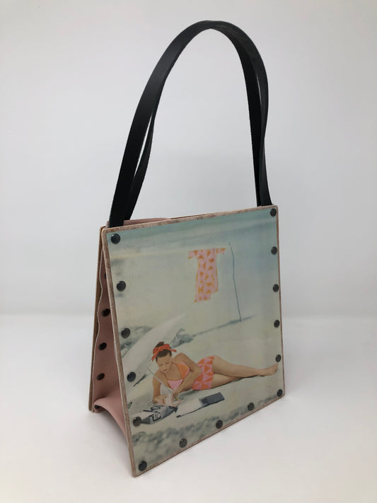 Vintage Graphics Handbag - Beach Vibes Vintage Swim Wear and Chanel No. 5 Ads from Vogue 1959