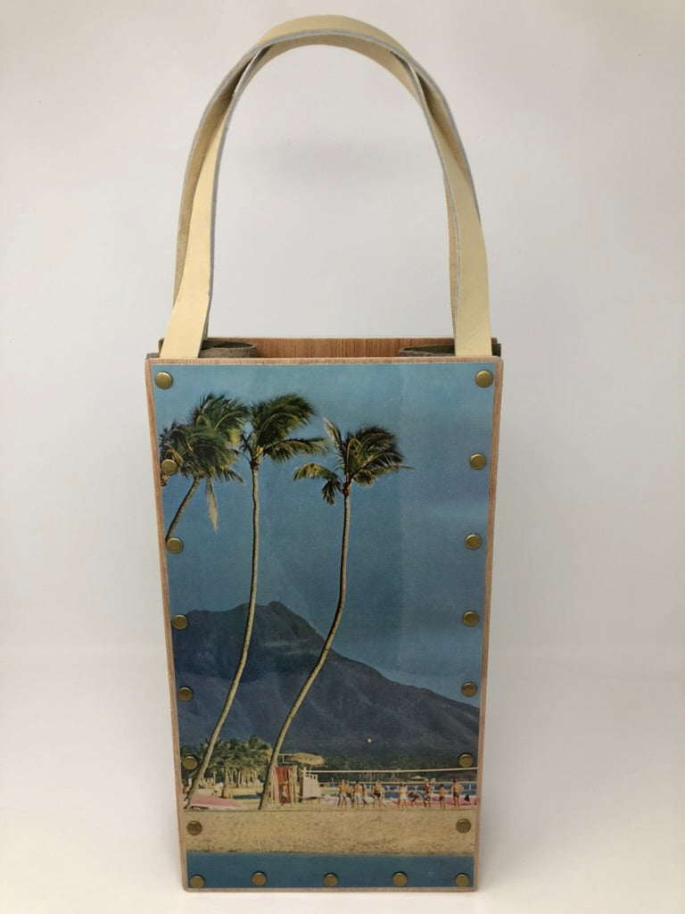 KB Vintage Wine Tote - Beach Vibes Waikiki 1960