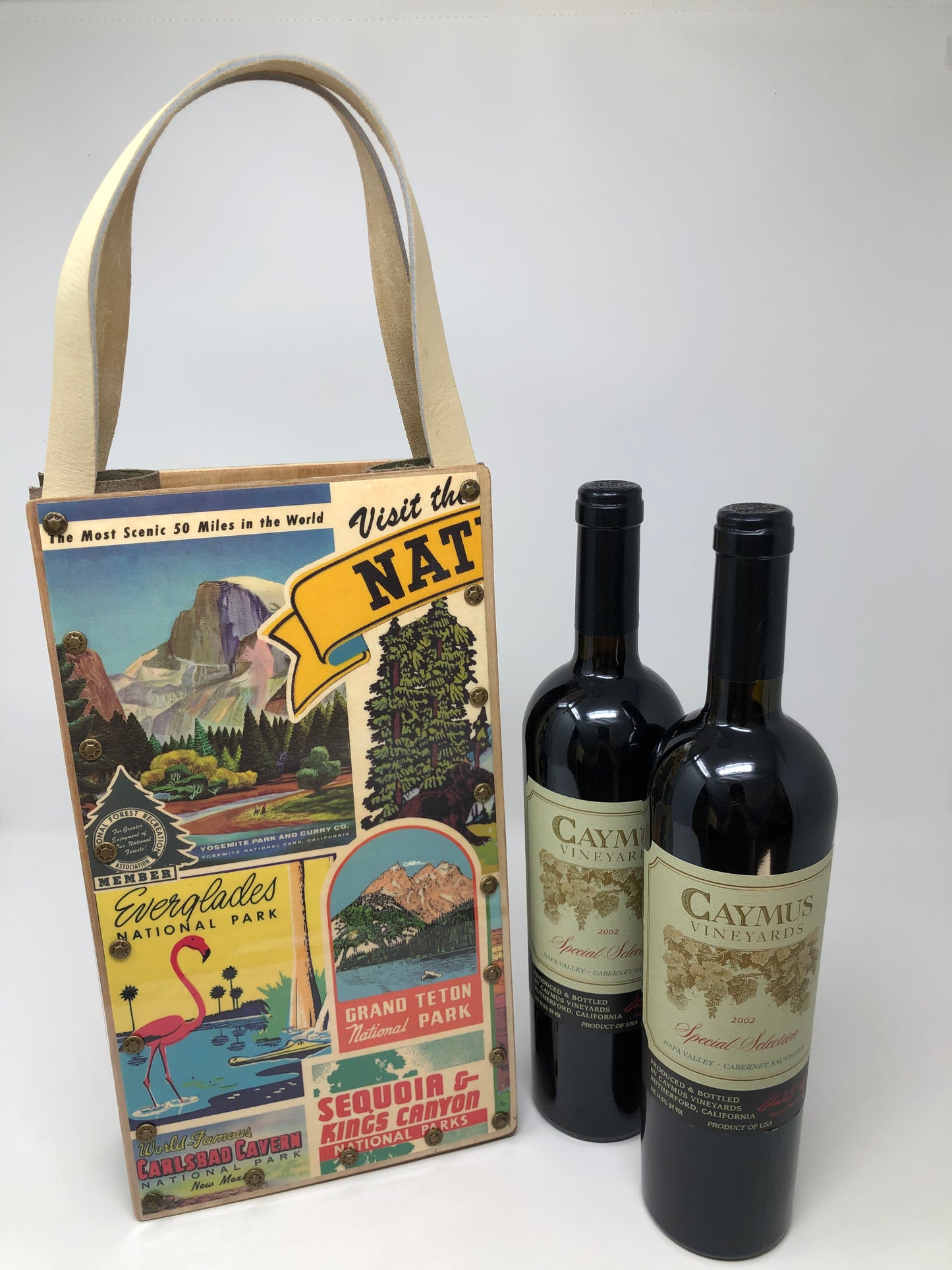 KB Vintage Wine Tote - National Parks Yellowstone & Everglades