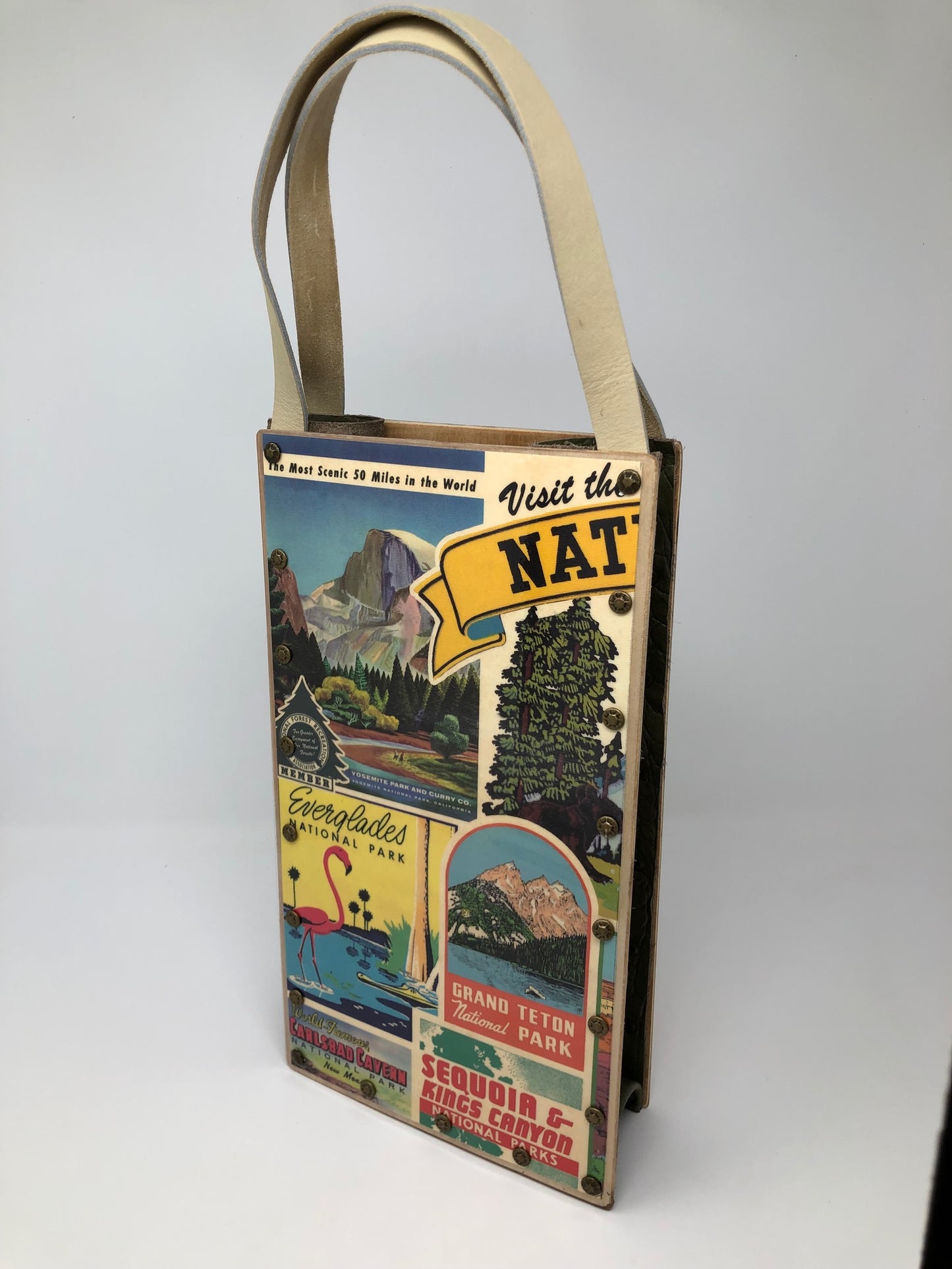 KB Vintage Wine Tote - National Parks Yellowstone & Everglades