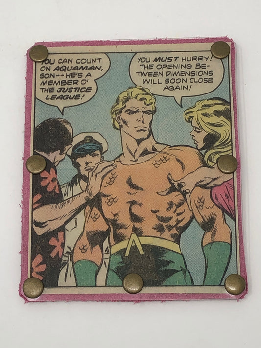 Vintage Comic Book Card Wallet -  Justice League member Aquaman