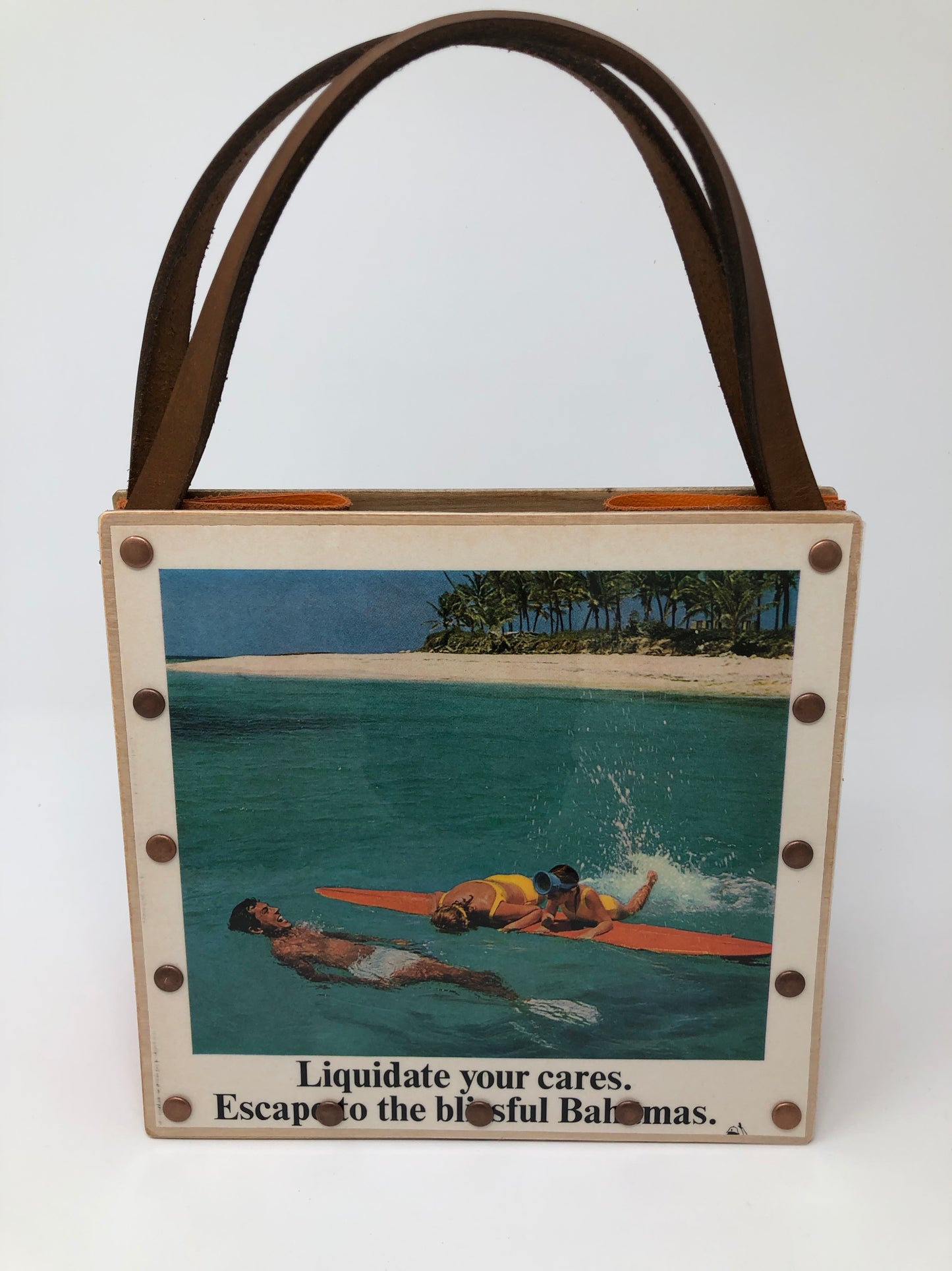 Vintage Graphics Handbag - Beach Vibes Bahamas Ad from Sunset 1967