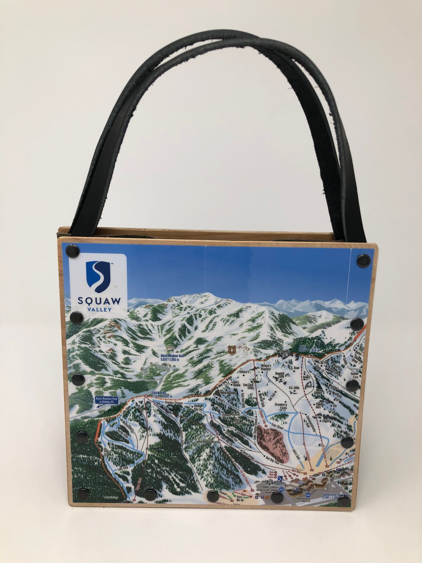 Let it Snow!!! Vintage Graphic Squaw Valley Ski Resort Trail Map Graphics Handbag
