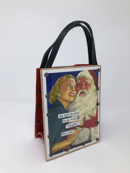 Vintage Modern Woman Handbag-Polish off the Eggnog!