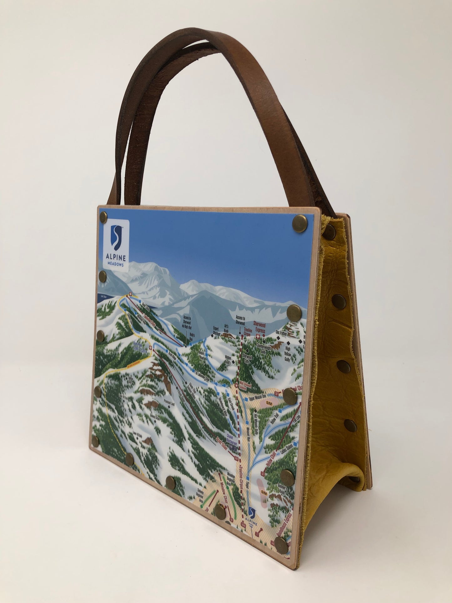 Let it Snow!!! Vintage Graphic Alpine Meadows Ski Resort Trail Map Graphics Handbag