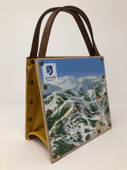 Let it Snow!!! Vintage Graphic Alpine Meadows Ski Resort Trail Map Graphics Handbag